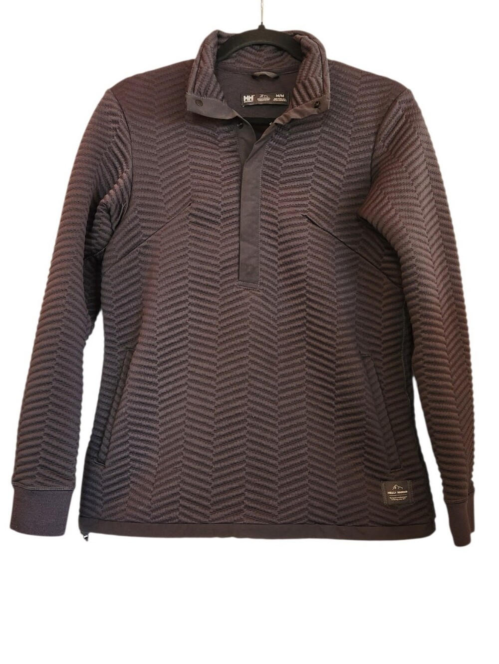 Helly Hansen Women's Lillo Snap Mock Neck Pullover Quilted Ebony Grey Size M